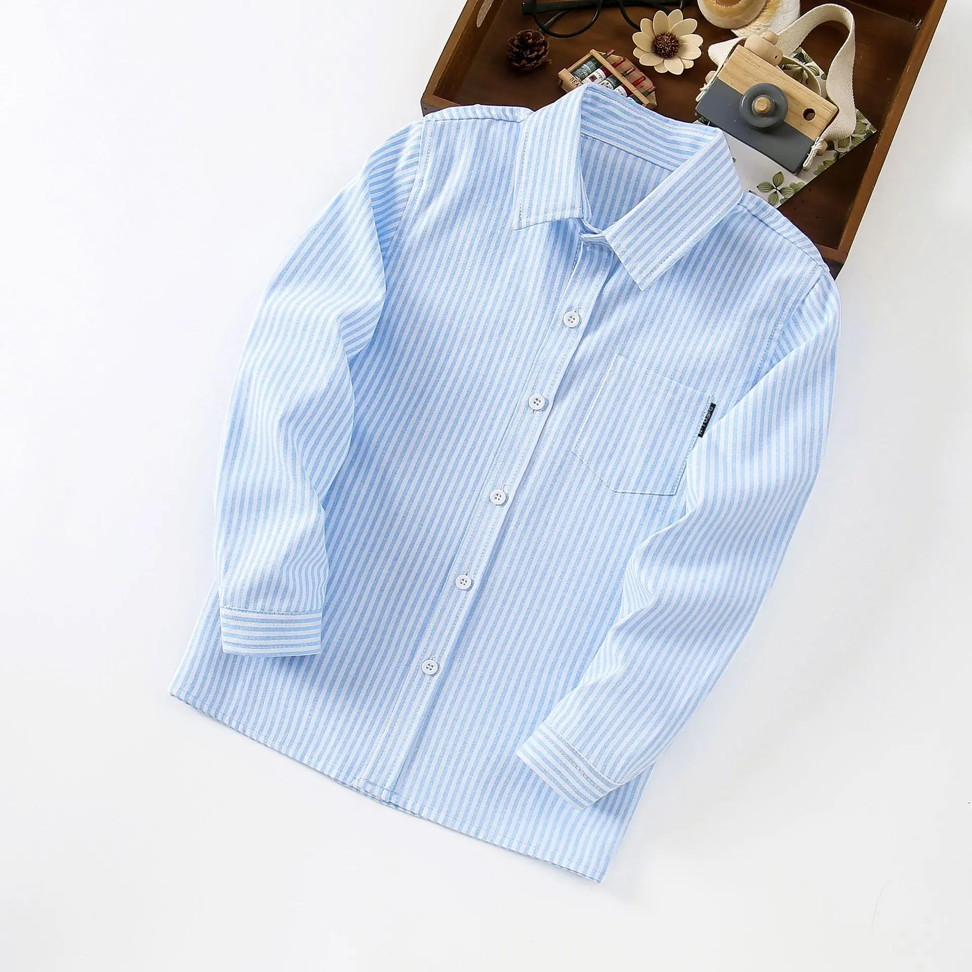 Striped long sleeve [sky blue]]