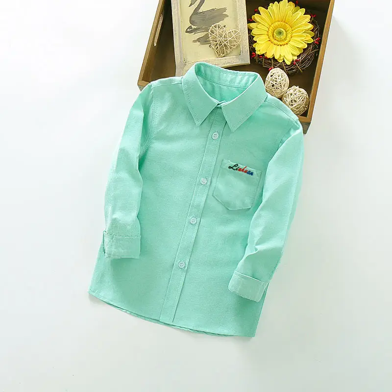 Boys' Light Blue Long Sleeve Button Down Shirt - Image 59