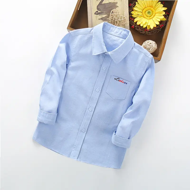 Boys' Light Blue Long Sleeve Button Down Shirt - Image 8