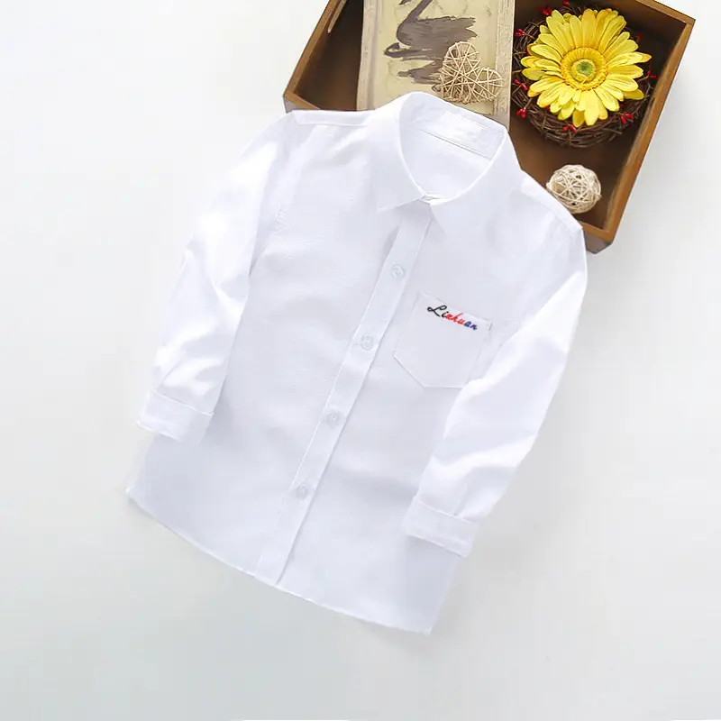 Boys' Light Blue Long Sleeve Button Down Shirt - Image 19