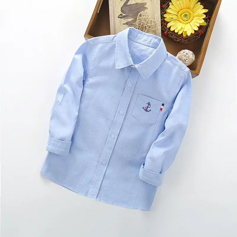 Boys' Light Blue Long Sleeve Button Down Shirt - Image 36