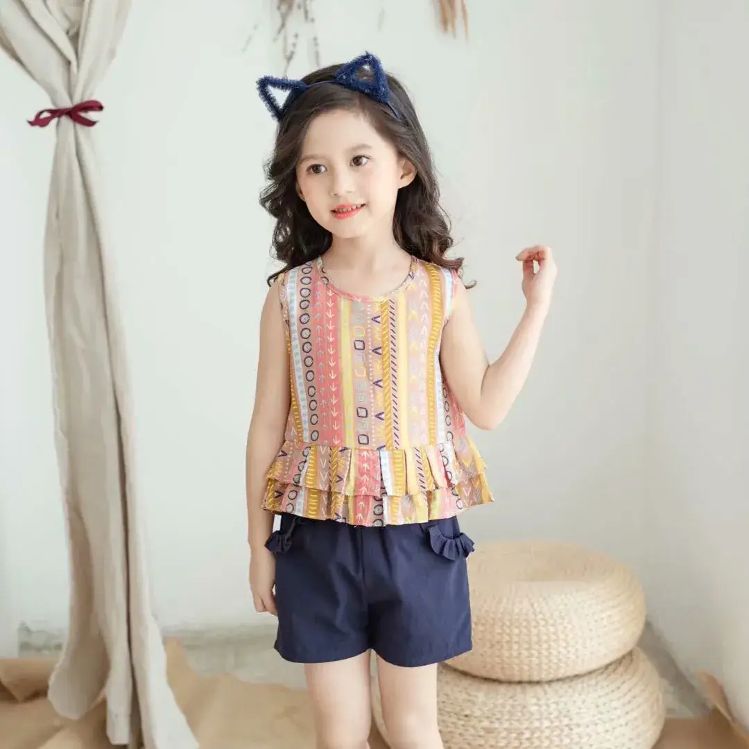 2020 Summer New Kids Sleeveless Top & Shorts Set - Image 3