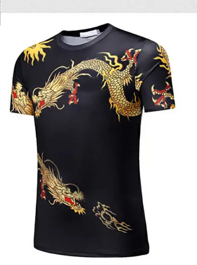 19 Men Dragon Print T-Shirt White Short Sleeve — feature 6