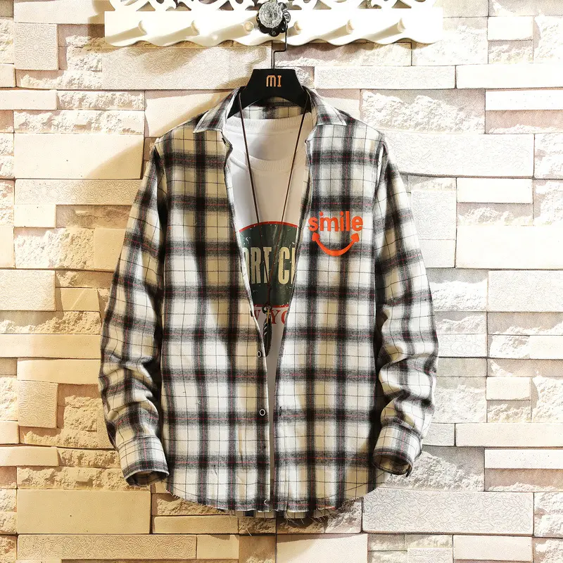 Long Sleeve Plaid Korean Style Youth Shirt - Image 4