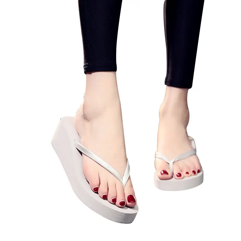 Women Wedge Flip Flops Black Student Sandals