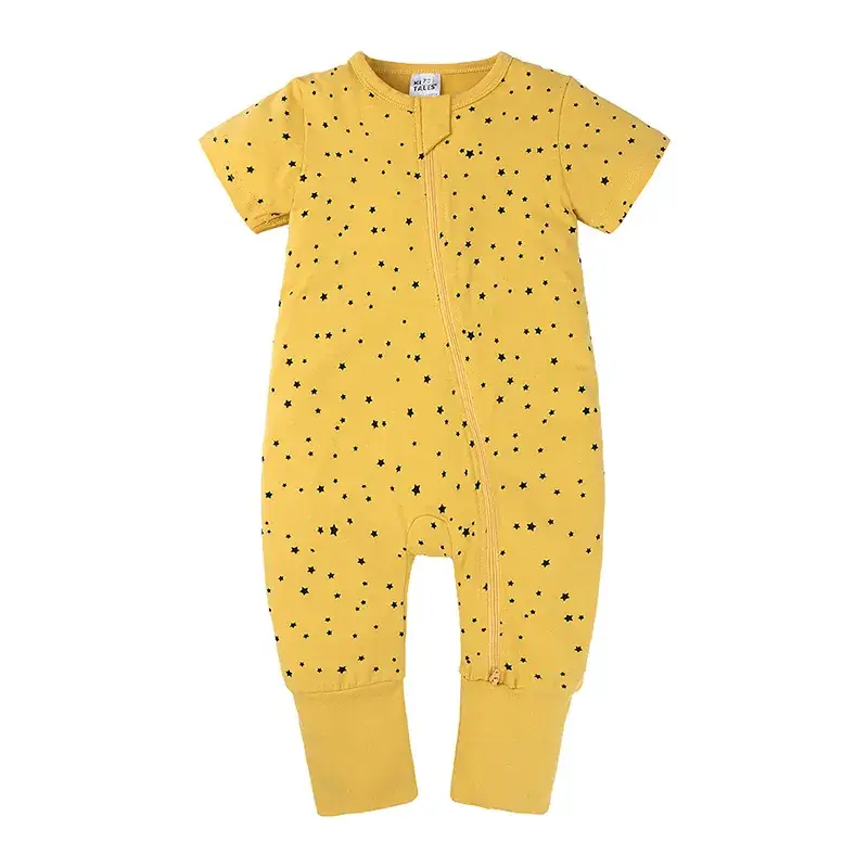 Newborn Pajama Set with Puppy Print Yellow Zipper - Image 10