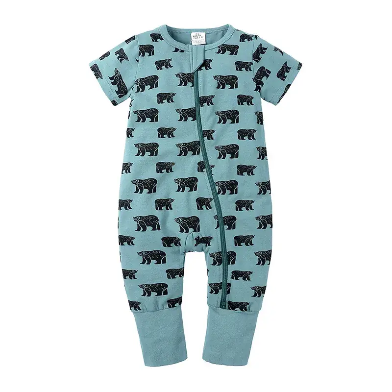 Newborn Pajama Set with Puppy Print Yellow Zipper - Image 11
