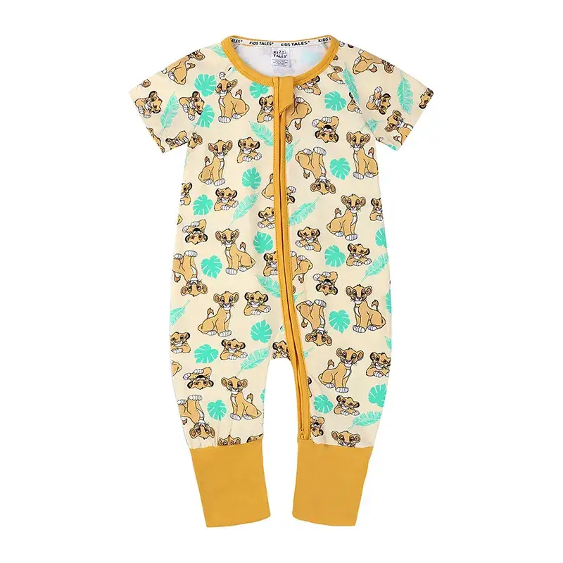 Newborn Pajama Set with Puppy Print Yellow Zipper - Image 13