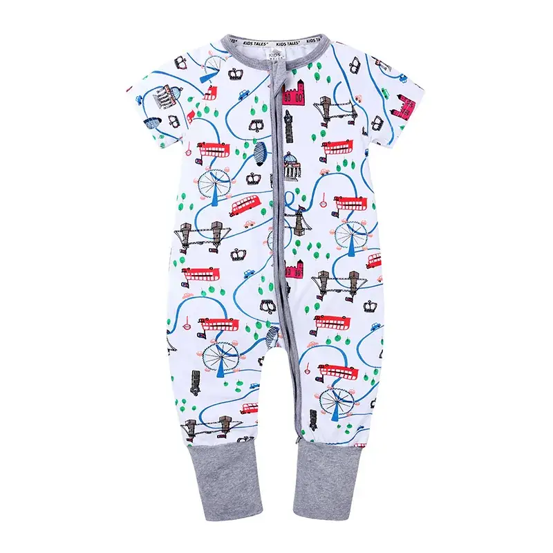 Newborn Pajama Set with Puppy Print Yellow Zipper - Image 22