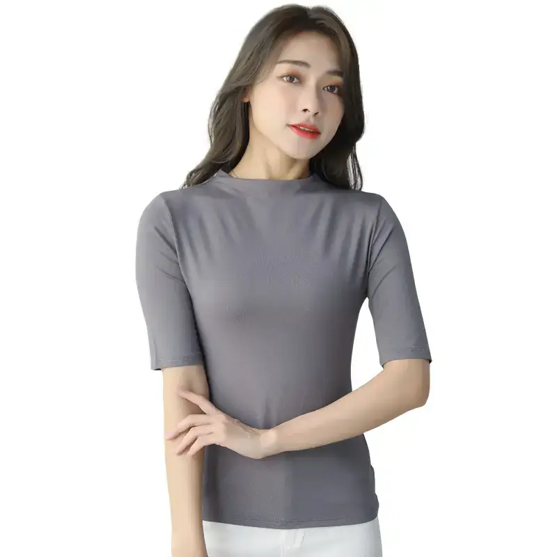 Women's White Insured T-Shirt Bottom Turtleneck Summer Mask