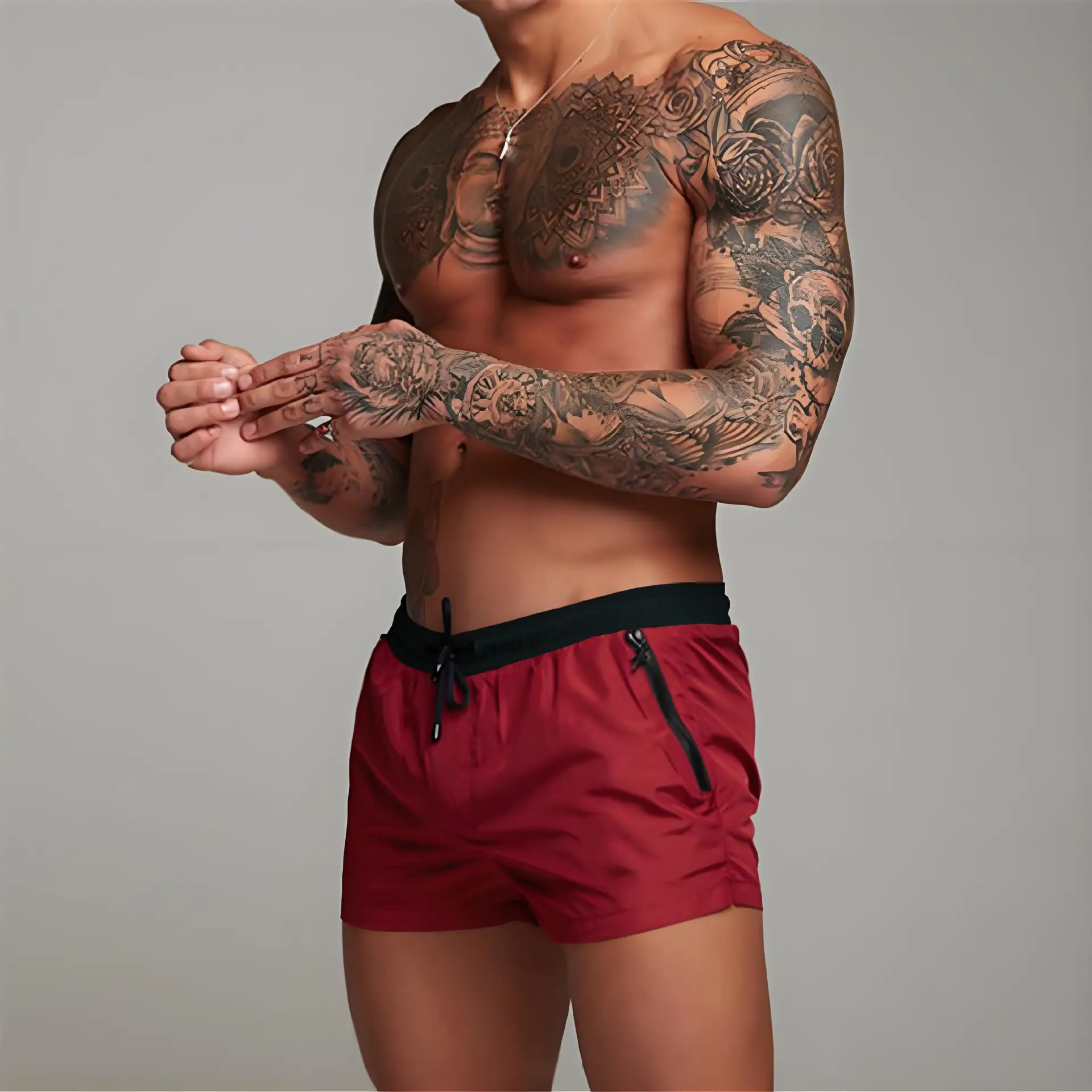 Men's Maroon Quick-Drying Sports Shorts - Image 17