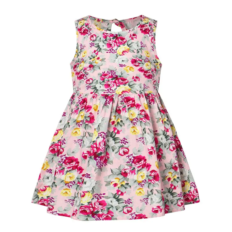 25 Spring Girls Sleeveless Printed Floral Dress