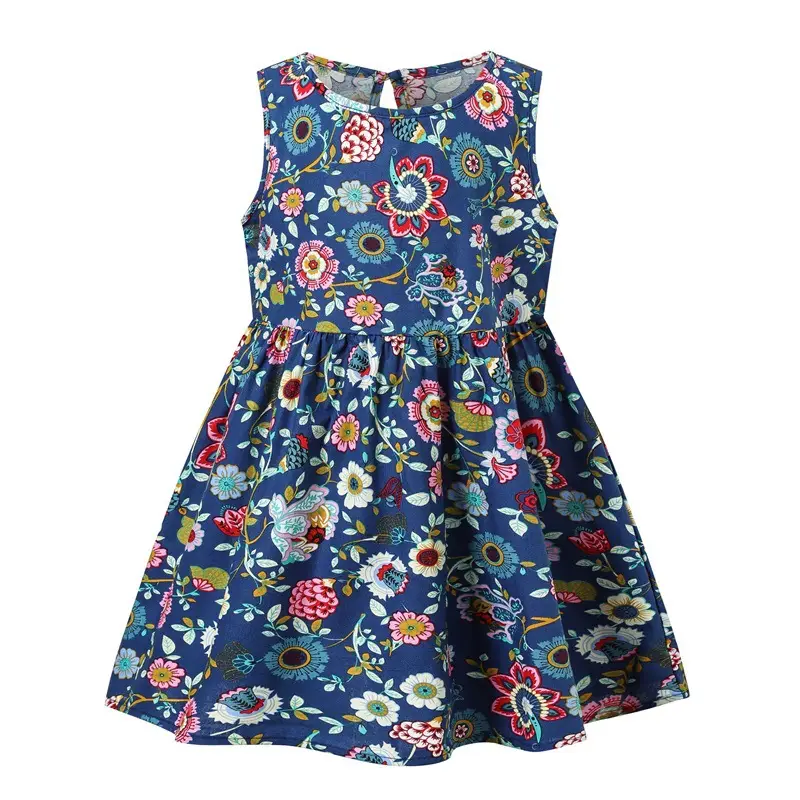 25 Spring Girls Sleeveless Printed Floral Dress