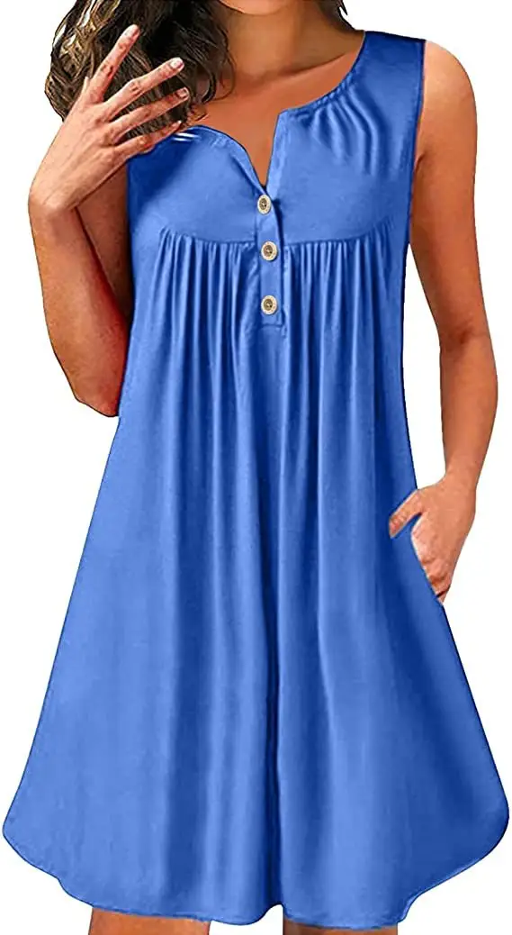 Blue Sleeveless Night Dress for Women - Image 5
