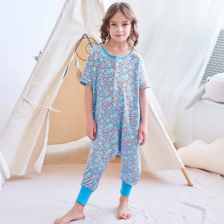 Children's Cotton Printed Pajama Set Blue