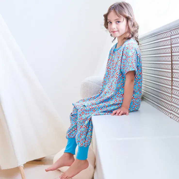 Children's Cotton Printed Pajama Set Blue
