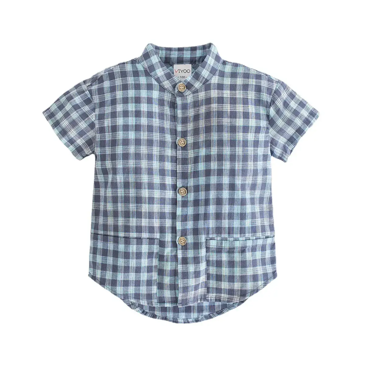 Baby Plaid Cotton Shirt Brown White British Style - Image 6
