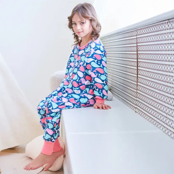 Kids Cotton Pajama Set Pink Floral Summer Sleepwear - Image 4