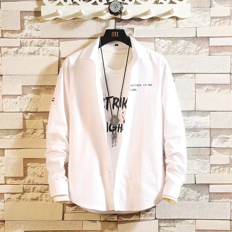 Men Cotton Printed Long Sleeve Shirt Grey - Image 8