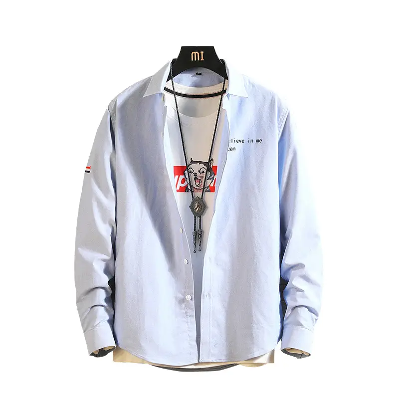 Men Cotton Printed Long Sleeve Shirt Grey - Image 9