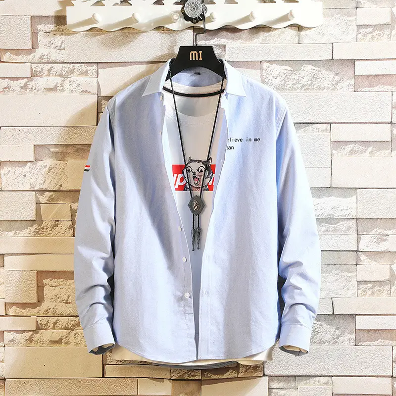 Men Cotton Printed Long Sleeve Shirt Grey - Image 4