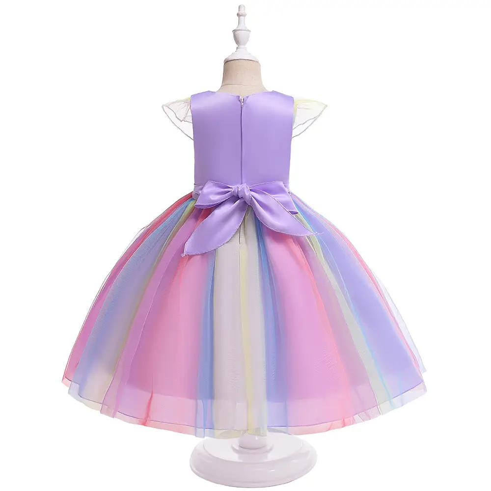 2025 Girls Unicorn Catwalk Dress Rainbow Tulle