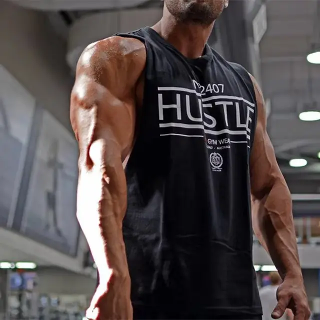 Men's Black Crossbody Vest with "HUSTLE" Print