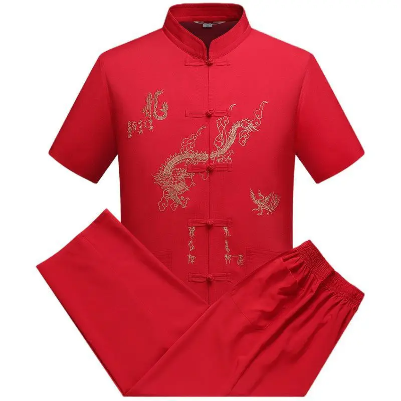 White Embroidered Chinese Tang Suit for Men - Image 10