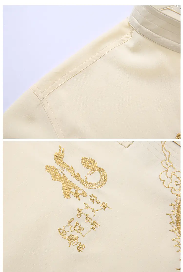 White Embroidered Chinese Tang Suit for Men — feature 14