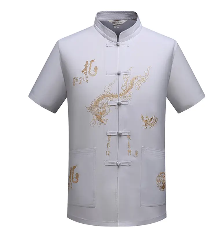 White Embroidered Chinese Tang Suit for Men — feature 3
