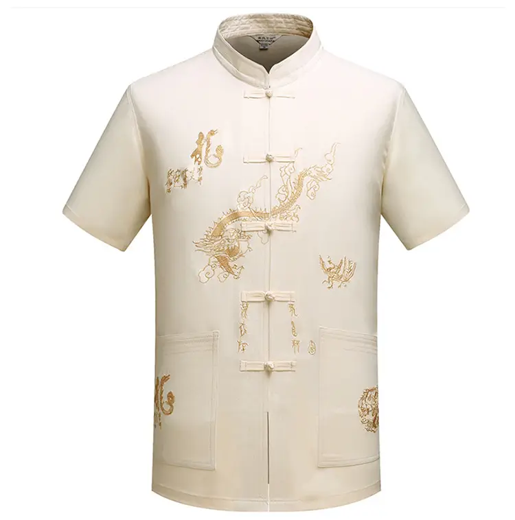 White Embroidered Chinese Tang Suit for Men — feature 4