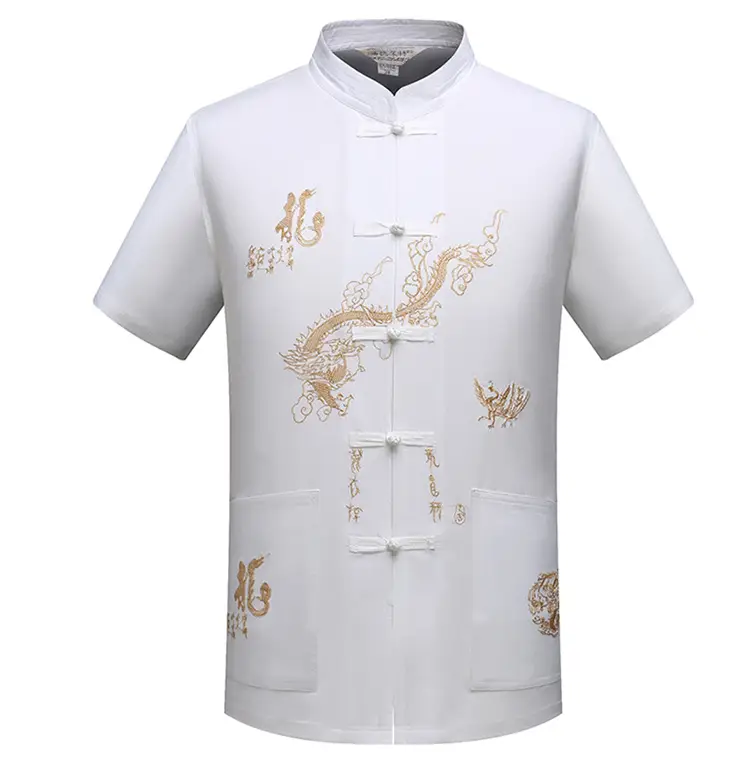 White Embroidered Chinese Tang Suit for Men — feature 5
