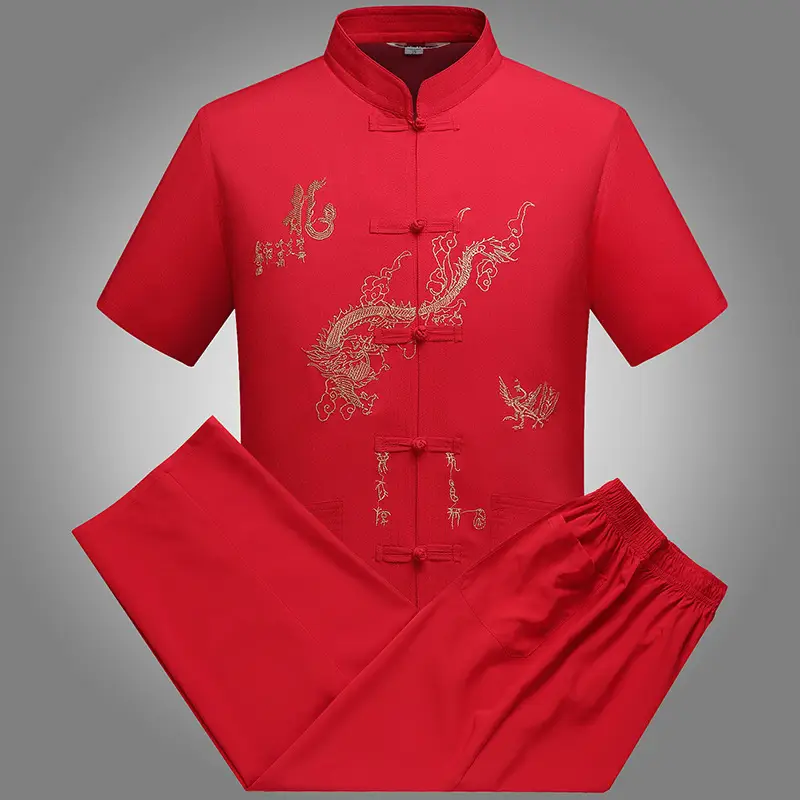 White Embroidered Chinese Tang Suit for Men - Image 4