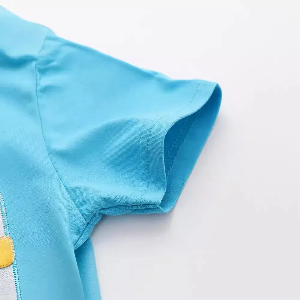 Blue Kids Round Neck T-Shirt with Cartoon Design - Image 4
