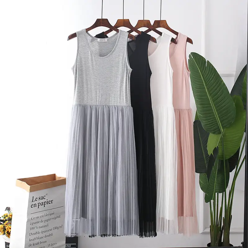 Spring Pleated Long Skirt Vest Set Grey - Image 10