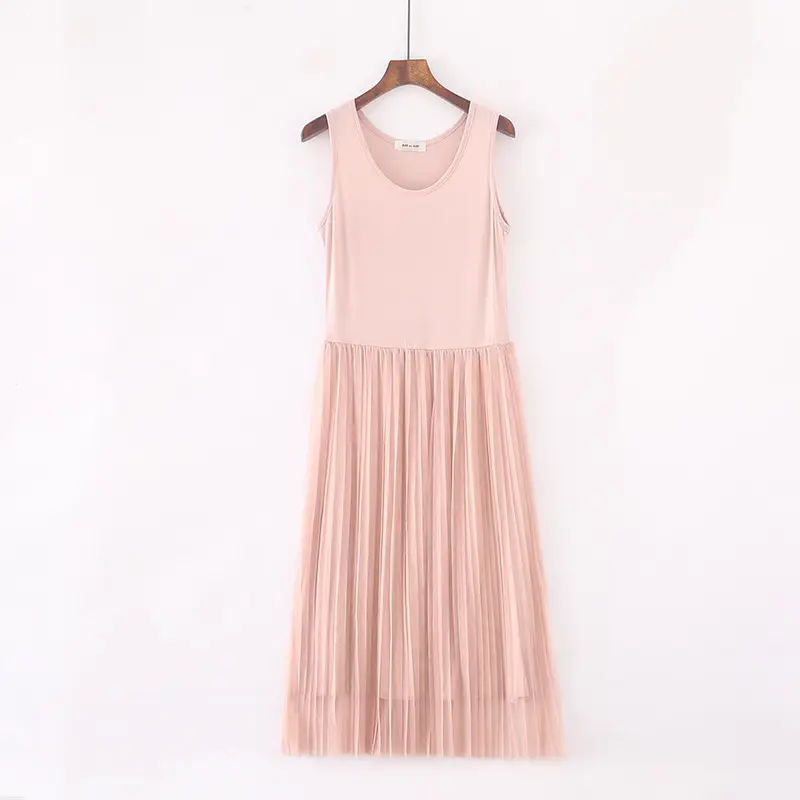 Spring Pleated Long Skirt Vest Set Grey - Image 8