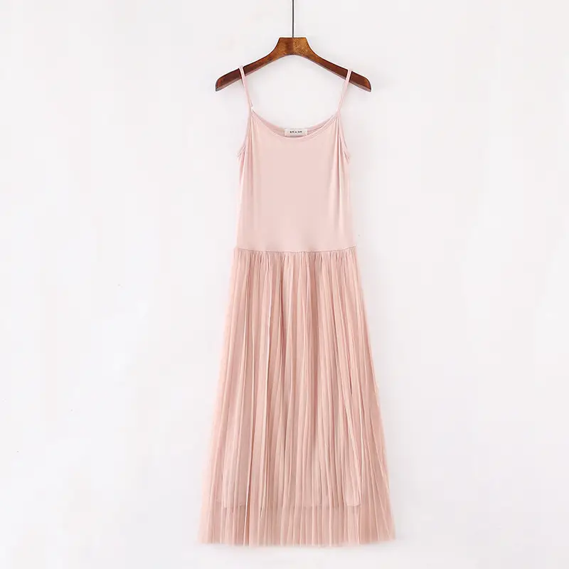 Spring Pleated Long Skirt Vest Set Grey - Image 4