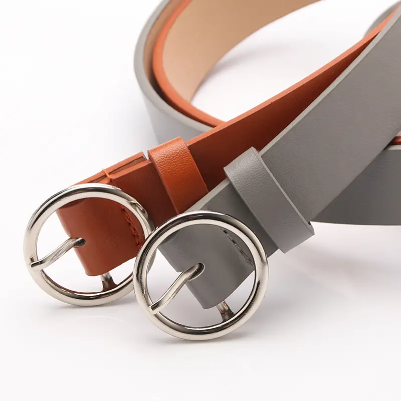 Women's Grey Round Buckle Belt for All Occasions - Image 6