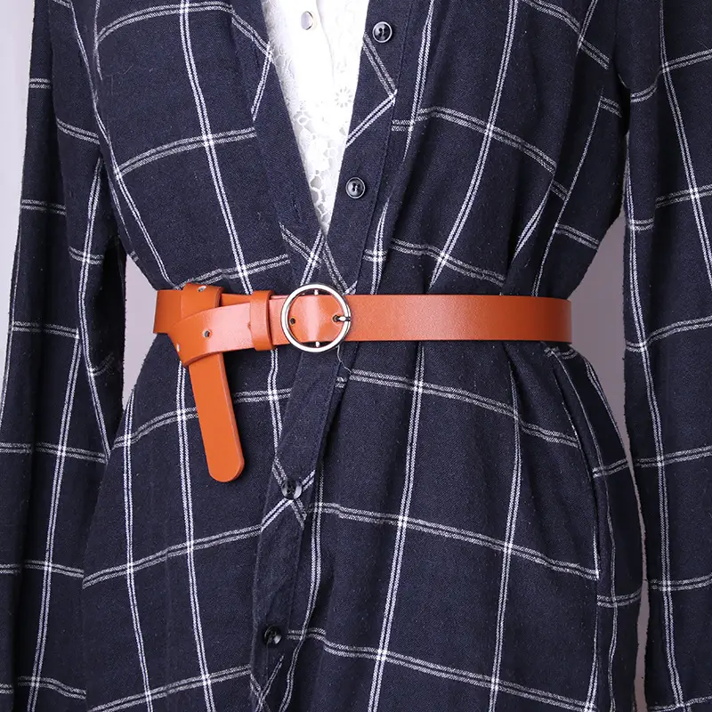 Women's Grey Round Buckle Belt for All Occasions - Image 7