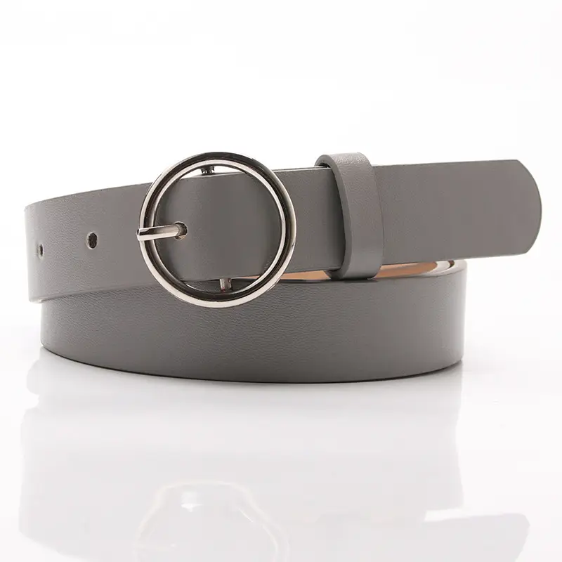 Women's Grey Round Buckle Belt for All Occasions - Image 8