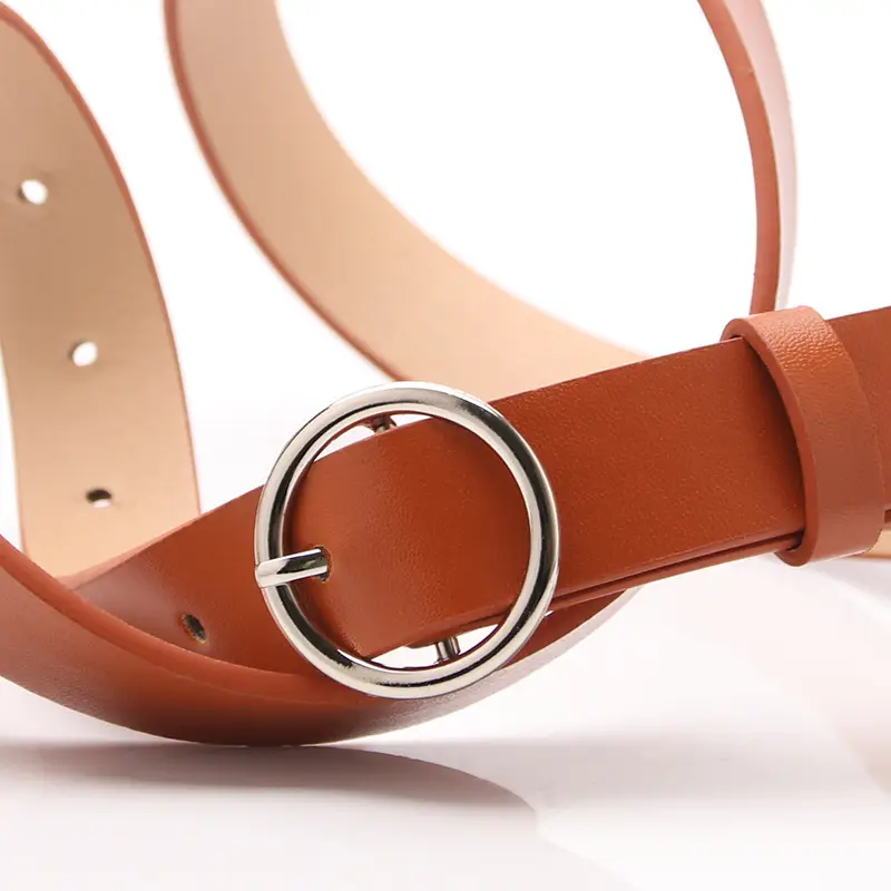 Women's Grey Round Buckle Belt for All Occasions - Image 9