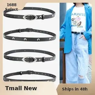 Women's Grey Round Buckle Belt for All Occasions — feature 2