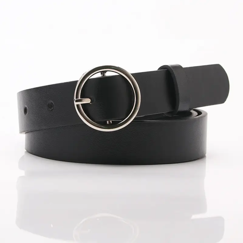 Women's Grey Round Buckle Belt for All Occasions - Image 2
