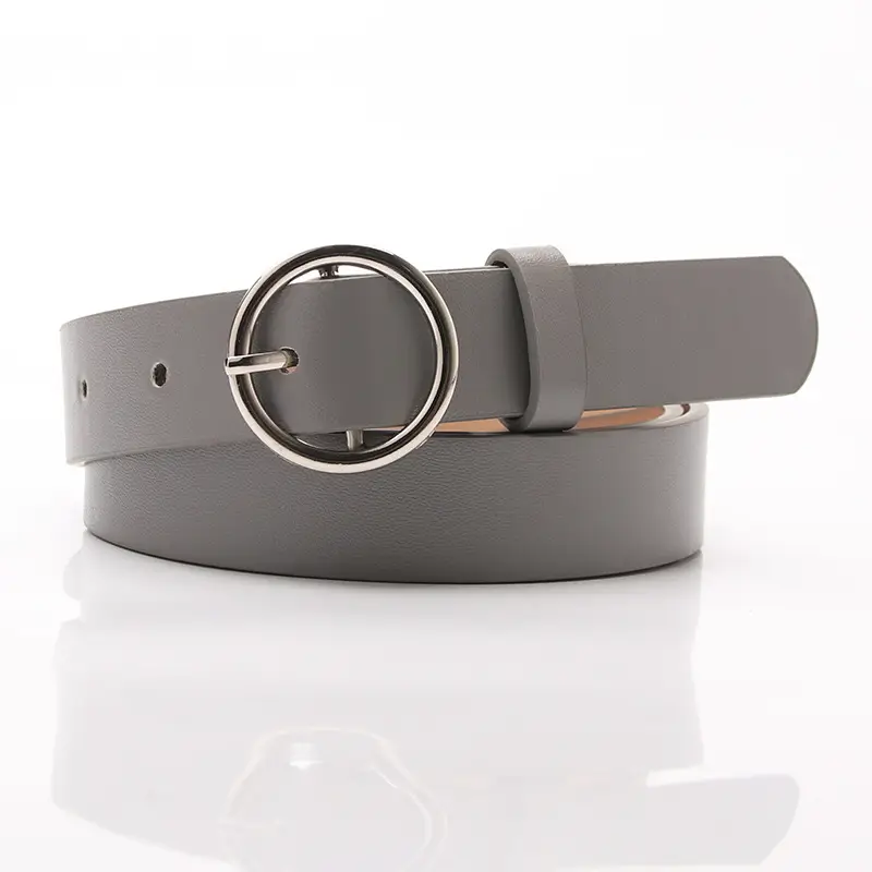 Women's Grey Round Buckle Belt for All Occasions - Image 4