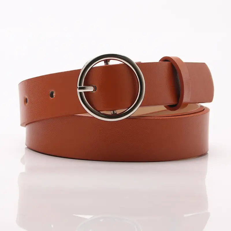 Women's Grey Round Buckle Belt for All Occasions - Image 5