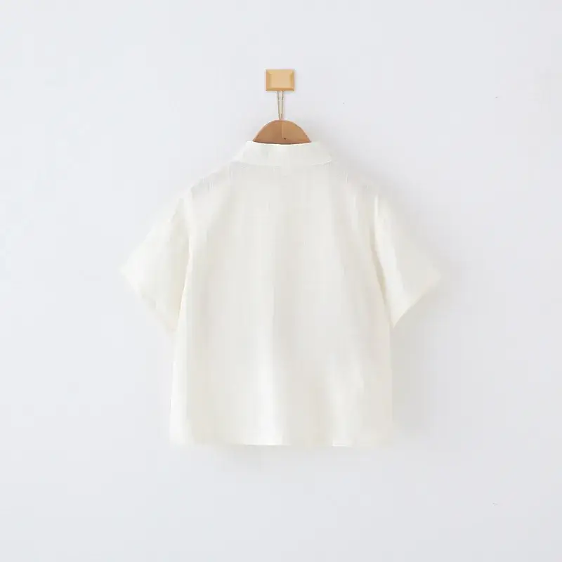 White Cross Collar Hanfu Shirt for Girls — feature 11