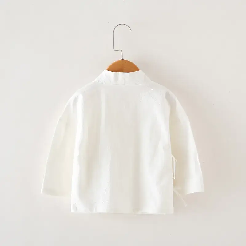 White Cross Collar Hanfu Shirt for Girls — feature 14