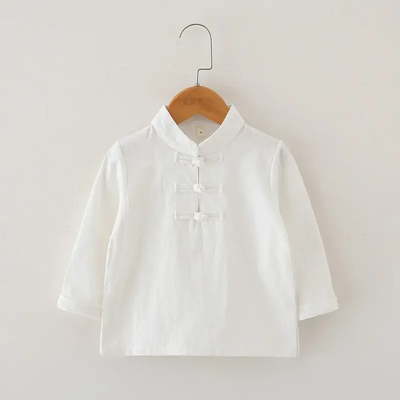 White Cross Collar Hanfu Shirt for Girls — feature 17