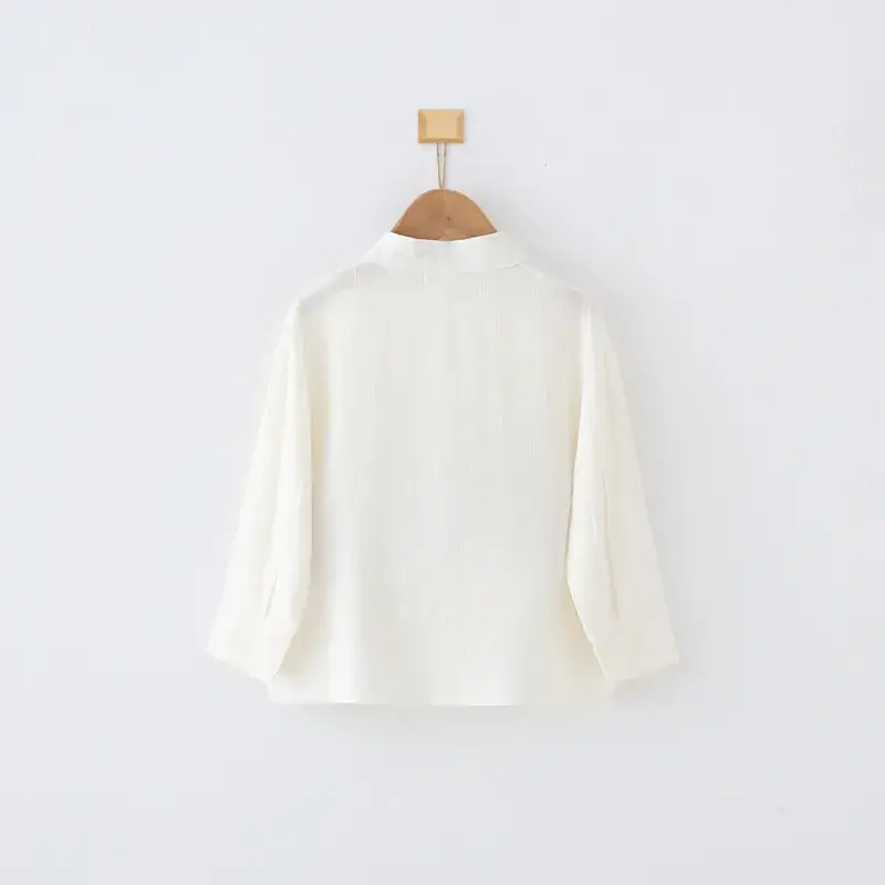White Cross Collar Hanfu Shirt for Girls — feature 2