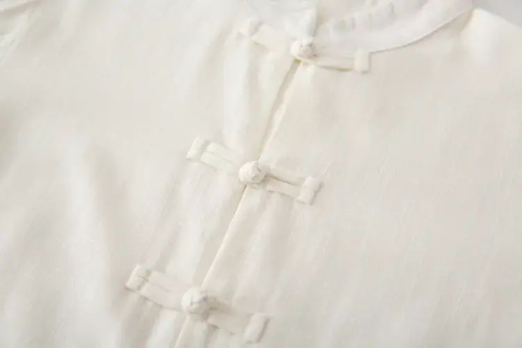 White Cross Collar Hanfu Shirt for Girls — feature 5